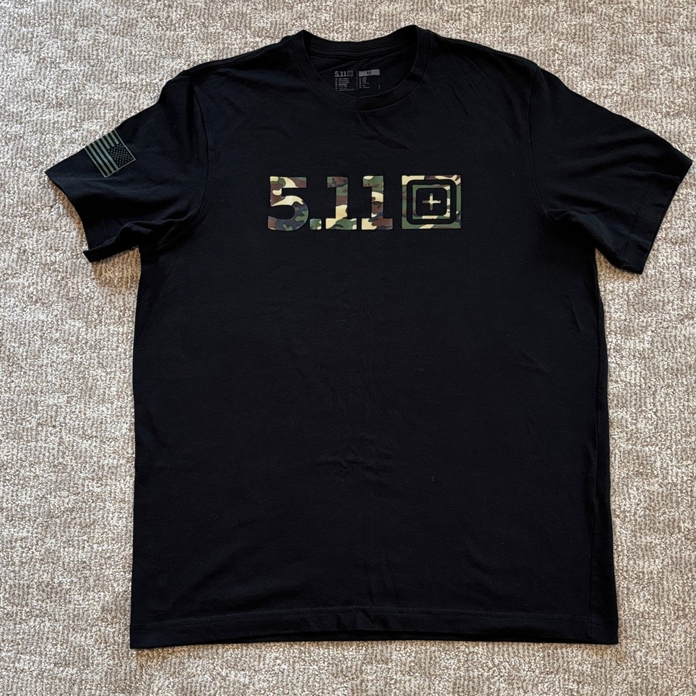 5.11 Tactical Men's Black Camo Logo T-Shirt